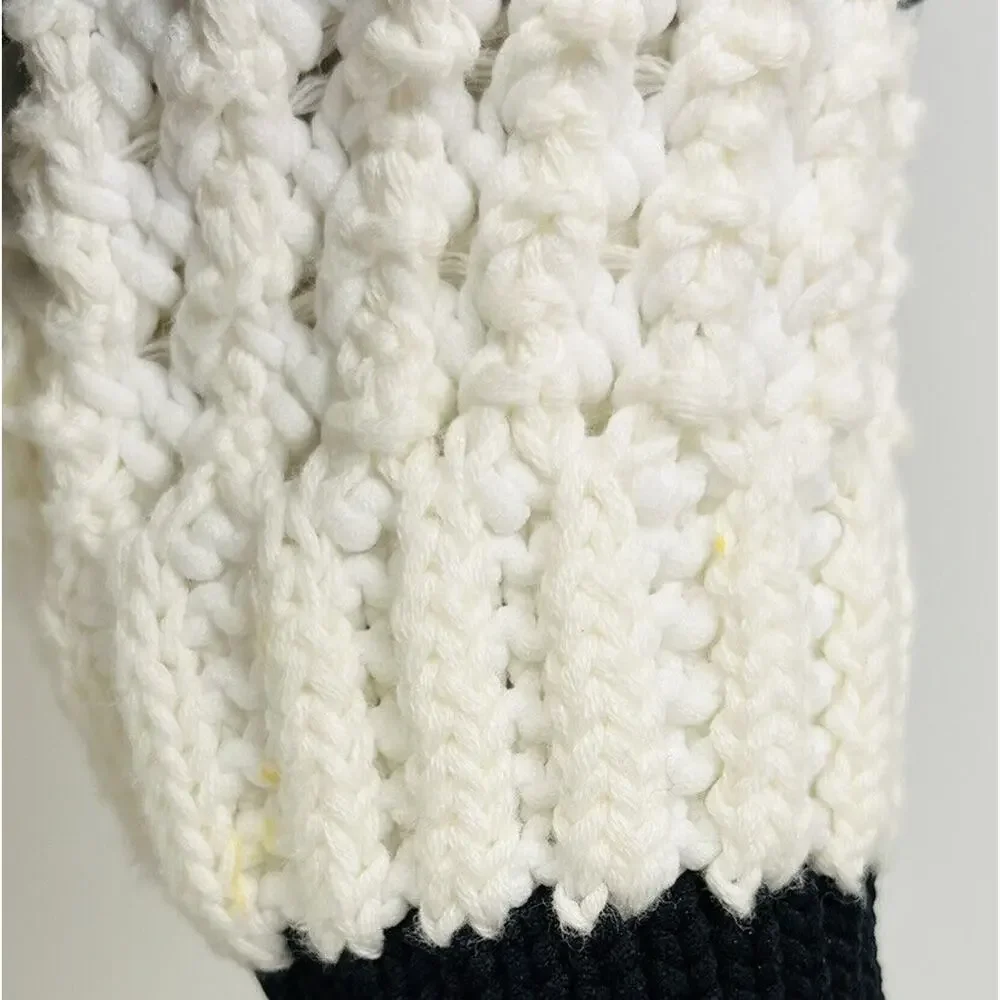 3.1 PHILLIP LIM Black And White Knit Chunky Bold Striped Zip-Up Sweater Jacket S - Picture 3 of 5